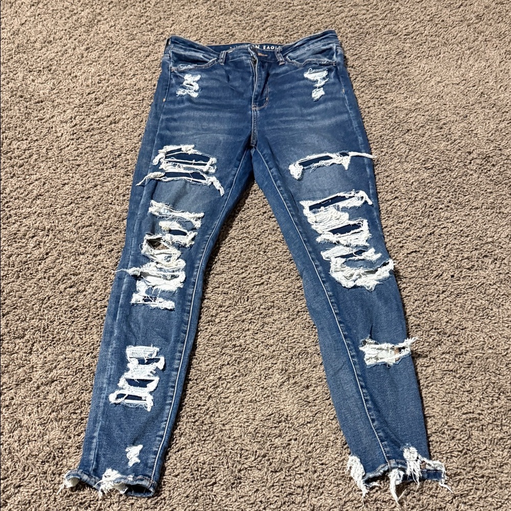 American Eagle Outfitters Ripped Blue Skinny Jeans